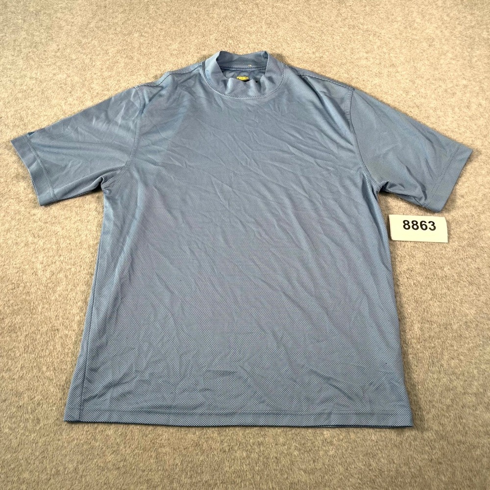 Greg Norman Play Dry T Shirt Mens Large Blue Microfiber Crew Neck Golf Casual
